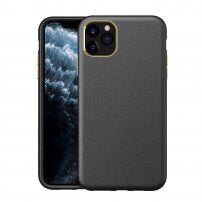 Husă rezistentă la șocuri cu textură de piele pentru iPhone 11 Pro - negru