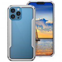 Husă metalică Armor rezistentă pentru iPhone 13 Pro Max - argintiu