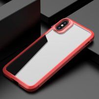 Husă transparentă rezistentă la șocuri cu textura din carbon pentru iPhone XS Max - roșu
