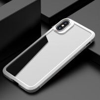 Husă transparentă rezistentă la șocuri cu textura din carbon pentru iPhone XS Max - alb