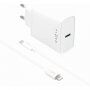 FIXED încărcător de rețea USB-C 20W cu USB-C /cablu lightning pentru iPhone / iPad - alb