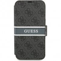 Guess 4G Printed Stripe carcasă flip pentru iPhone 13 Pro - gri