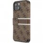 Guess 4G Printed Stripe carcasă flip pentru iPhone 13 mini - maro