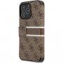 Guess 4G Printed Stripe carcasă flip pentru iPhone 13 Pro Max - maro