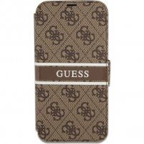 Guess 4G Printed Stripe carcasă flip pentru iPhone 13 Pro Max - maro