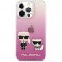 Karl Lagerfeld Ikonik Karl și Choupette Cover husă pentru iPhone 13 Pro Max - roz