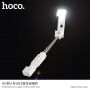 Băţ selfie wireless HOCO, cu iluminat suplimentar, pentru Apple iPhone - max 72cm - alb