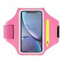 Carcasă sport pentru mână cu buzunar de chei și spațiu de card pentru iPhone - roz