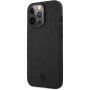 Mercedes Genuine Leather Meshed husă din piele pentru iPhone 13 Pro Max - negru