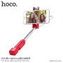Băţ selfie HOCO, cu declanşator cu fir cu conector lightning, pentru Apple iPhone - max 65cm - roşu