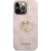 Guess 4G Ring husă cu suport de degete pentru iPhone 13 Pro Max - roz