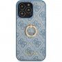 Guess 4G Ring husă cu suport de degete pentru iPhone 13 Pro Max - albastru