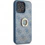 Guess 4G Ring husă cu suport de degete pentru iPhone 13 Pro Max - albastru