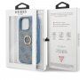 Guess 4G Ring husă cu suport de degete pentru iPhone 13 Pro Max - albastru