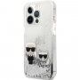 Karl Lagerfeld Liquid Glitter Karl and Choupette husă pentru iPhone 13 Pro Max - argintiu