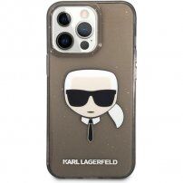 Karl Lagerfeld Full Glitter Karl Head husă pentru iPhone 13 Pro Max - negru