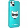 Karl Lagerfeld Choupette Head husă pentru iPhone 13 mini - turcoaz