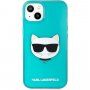 Karl Lagerfeld Choupette Head husă pentru iPhone 13 mini - turcoaz