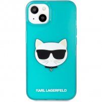 Karl Lagerfeld Choupette Head husă pentru iPhone 13 mini - turcoaz