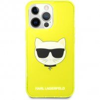 Karl Lagerfeld Choupette Head husă pentru iPhone 13 Pro Max - galben neon