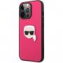 Karl Lagerfeld Leather Karl Head husă pentru iPhone 13 Pro Max - fucsia
