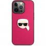 Karl Lagerfeld Leather Karl Head husă pentru iPhone 13 Pro Max - fucsia