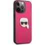 Karl Lagerfeld Leather Karl Head husă pentru iPhone 13 Pro Max - fucsia
