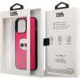 Karl Lagerfeld Leather Karl Head husă pentru iPhone 13 Pro Max - fucsia