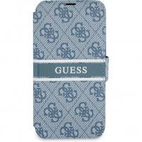 Guess 4G Printed Stripe carcasă flip pentru iPhone 13 mini - albastru
