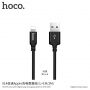 Cablu de încărcare HOCO, cu împletitură, pentru Apple iPhone / iPad / iPod - 1m - negru