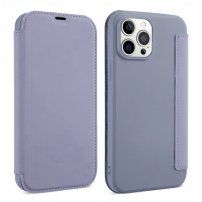 Carcasă tip portofel din silicon și piele PU pentru iPhone 13 - albastru-gri