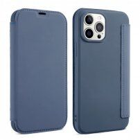Carcasă tip portofel din silicon și piele PU pentru iPhone 13 - albastru
