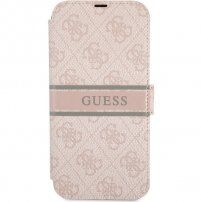 Guess 4G Printed Stripe carcasă flip pentru iPhone 13 - roz