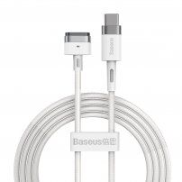 Cablu magnetic de încărcare Baseus cu conector MagSafe 2 (forma de T) / USB-C pentru Macbook - 2m - alb
