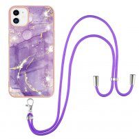 Husă de marmură cu șnur pentru iPhone 11 - violet