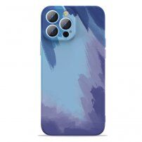 Husă de protecție cu modelul culorilor de acuarelă pentru iPhone 13 Pro - albastru