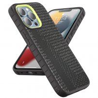 Mutural husă care luminează în întuneric cu suprafață textilă pentru iPhone 13 Pro Max - negru
