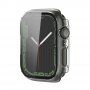Carcasă de protecție metalică cu sticlă securizată pentru Apple Watch 45 mm - transparent