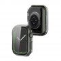 Carcasă de protecție metalică cu sticlă securizată pentru Apple Watch 45 mm - transparent
