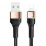 Usams cablu USB de date și încărcare împletit și luminos / Lightning pentru iPhone / iPad - 1,2m - auriu