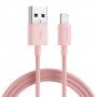 JOYROOM cablu USB-A de date și încărcare împletit / Lightning pentru iPhone / iPad / iPod / AirPods - 1 m - roz