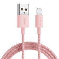 JOYROOM cablu USB-A de date și încărcare împletit / Lightning pentru iPhone / iPad / iPod / AirPods - 1 m - roz