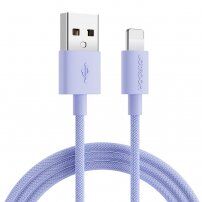 Joyroom cablu USB-A de date și încărcare împletit / Lightning pentru iPhone / iPad / iPod / AirPods - 2 m - violet