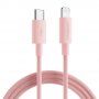 JOYROOM cablu de date și de încărcare împletit PD 20W USB-C / Lightning pentru iPhone / iPad / iPod / AirPods - 1 m - roz