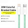 Baseus cablu împletit de date și încărcare rapidă PD 20W USB-C / Lightning pentru iPhone / iPad / iPod / AirPods - 1 m - verde