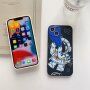 Husă din plastic moale astronaut cu telescop pentru iPhone 12 Pro Max - albastru închis