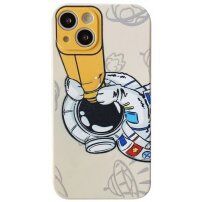 Husă din plastic moale astronaut în spațiu pentru iPhone 11 Pro Max - bej