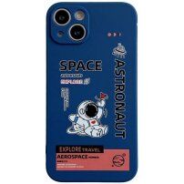 Husă din plastic moale astronaut pentru iPhone 13 Pro - albastru