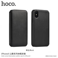 Husă flip HOCO, de lux, din piele artificială, pentru Apple iPhone XS / iPhone X - negru