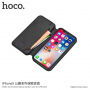 Husă flip HOCO, de lux, din piele artificială, pentru Apple iPhone XS / iPhone X - negru